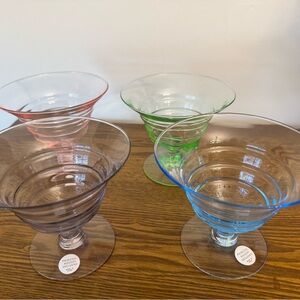 Vintage Princess House Pastel Parfait Sundae Glasses - Uranium Glass.